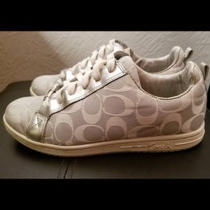 Coach White Gray Silver Sneakers size 8